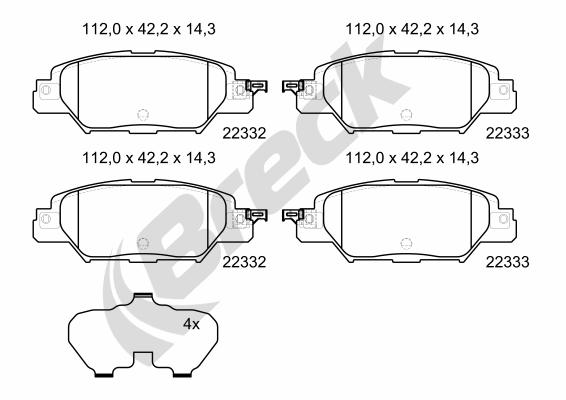 Set placute frana,frana disc 22332 00 704 00 BRECK